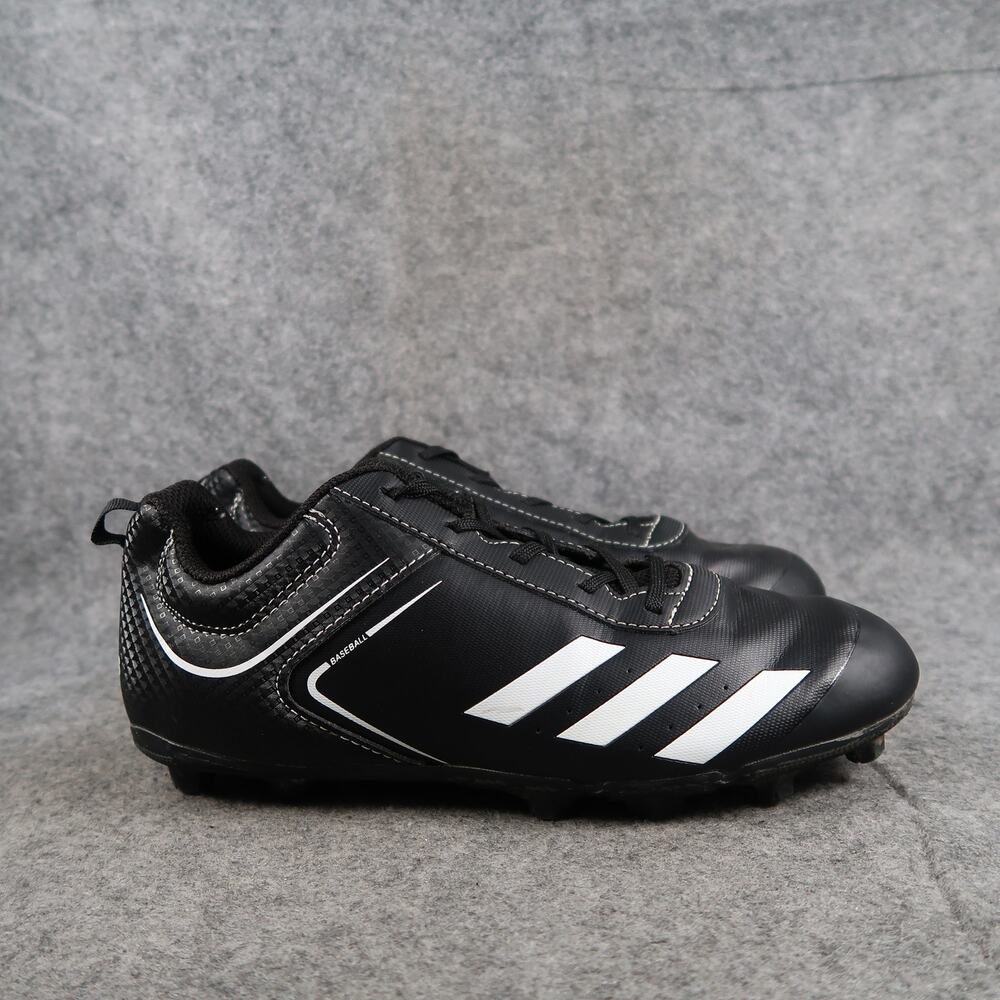 Adidas Shoes Kids 5.5 Baseball Cleats Rundown Black White Lace Up Sport Athletic